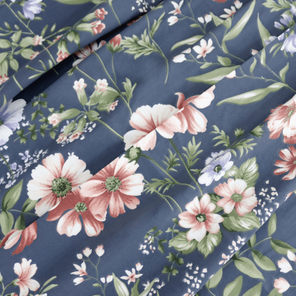 bedding sheet set vintage dark blue floral