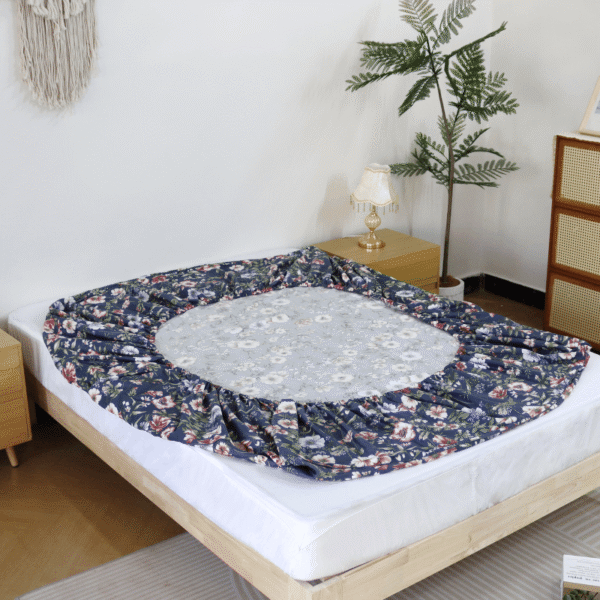 bedding sheet set vintage dark blue floral