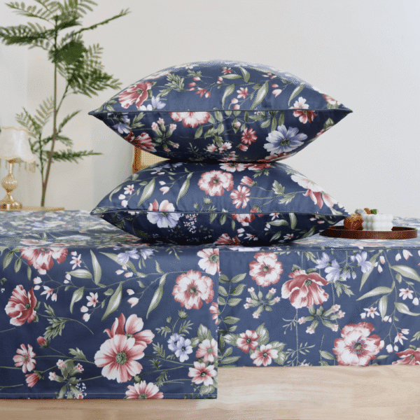 bedding sheet set vintage dark blue floral