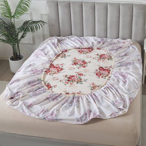 bedding sheet set brown and red peonies