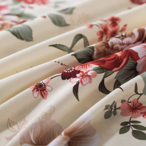 bedding sheet set brown and red peonies