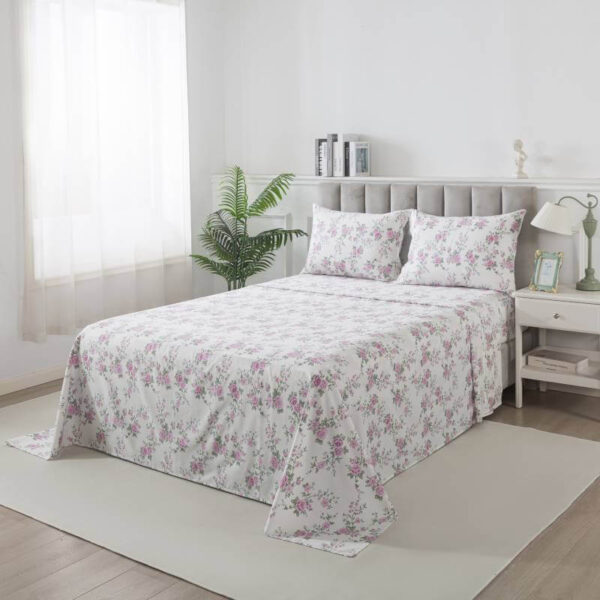bedding sheet set purple rose