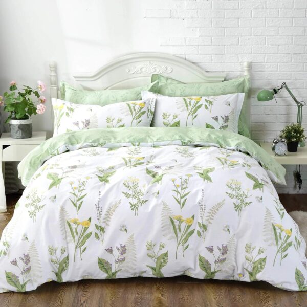 duvet cover set yellow floral green leaf