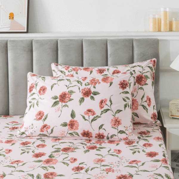 bedding sheet set red rose floral