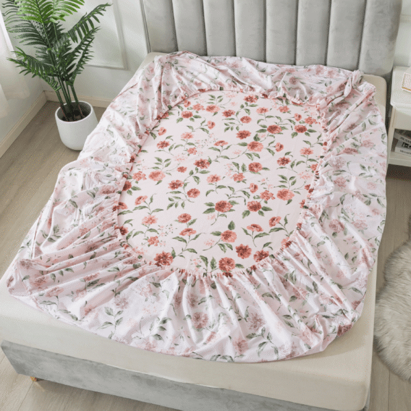 bedding sheet set red rose floral
