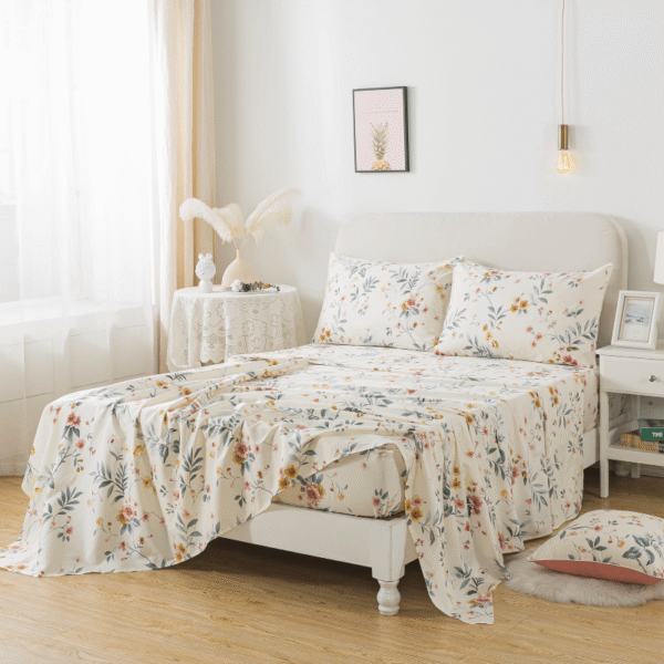 bedding sheet set pink floral